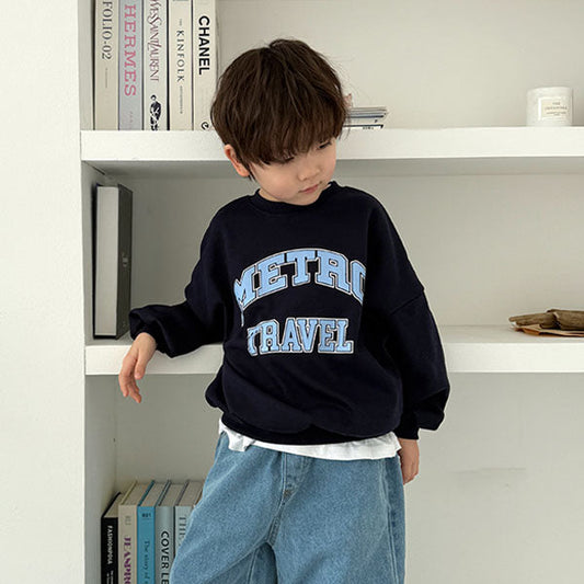 Metro Sweatshirt Korean toddler sweater in navy made in Korea
