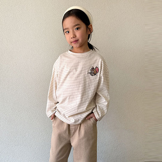 Tutu Stripe Tee Korean toddler t-shirt in black stripe(tom) made in Korea