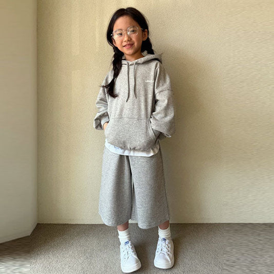 Light Cropped Hoodie Set Korean toddler set in navy made in Korea