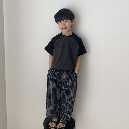Age Check Pants Korean toddler pants in beige made in Korea