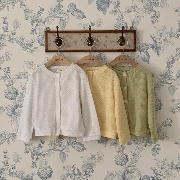 Spring Garden Cardigan Korean infant sweater in white made in Korea