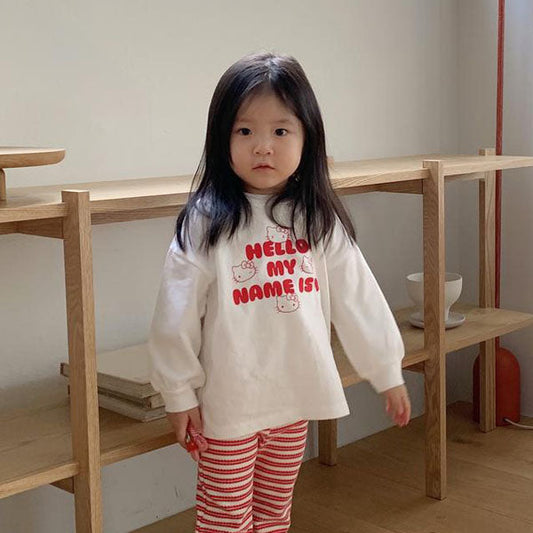 Hello My Name Tee Korean infant t-shirt in ivory made in Korea