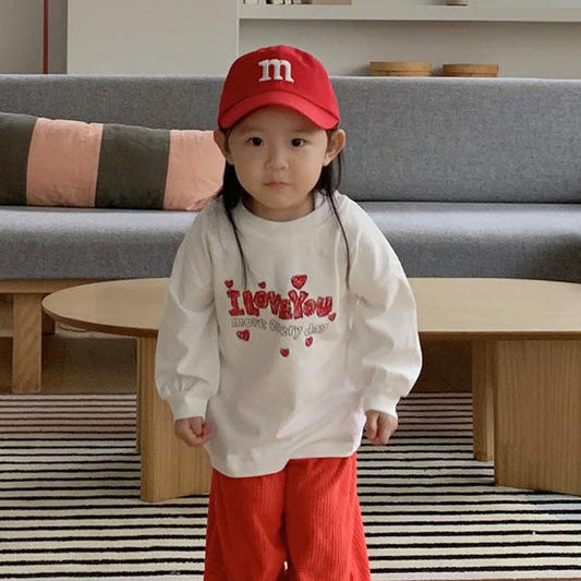 I Love Heart Tee Korean infant t-shirt in ivory made in Korea