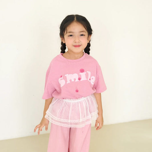 Smile Tee Korean toddler t-shirt in pink made in Korea