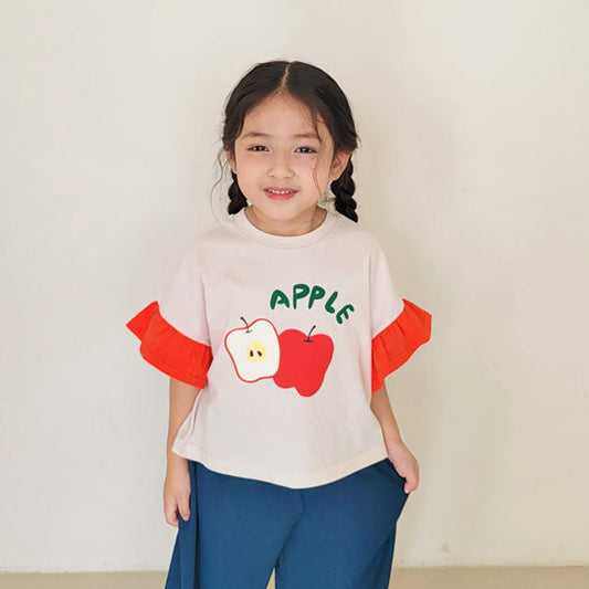 Apple Tee Korean toddler t-shirt in pink made in Korea
