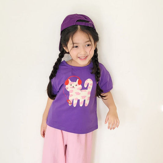 Cat Tee Korean toddler t-shirt in pink made in Korea