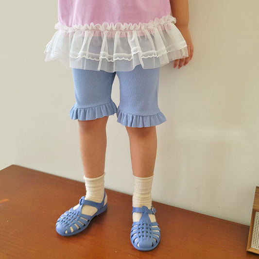 Ruffle Shorts Korean toddler shorts in blue made in Korea