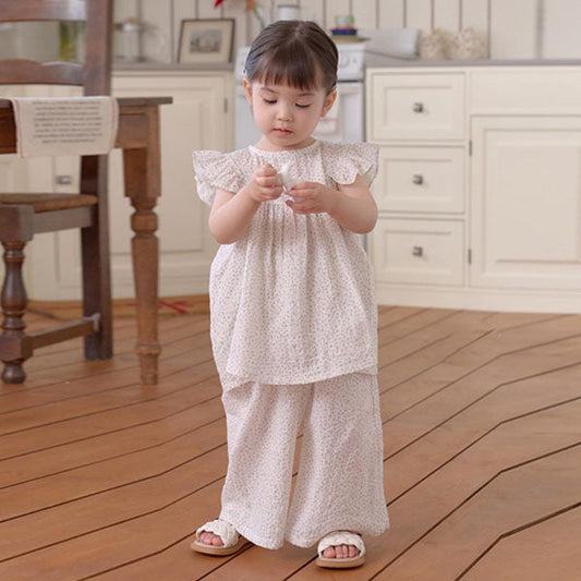 Angel Loose Pants Set Korean infant set in flower_pink made in Korea