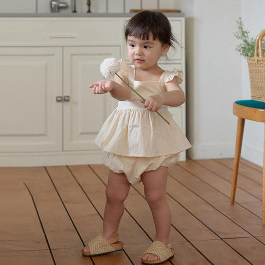 B Rael Ruffle Set Korean infant set in lightpink made in Korea