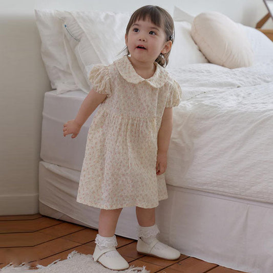 Rainy Dress Korean infant dress in flower_mocha made in Korea