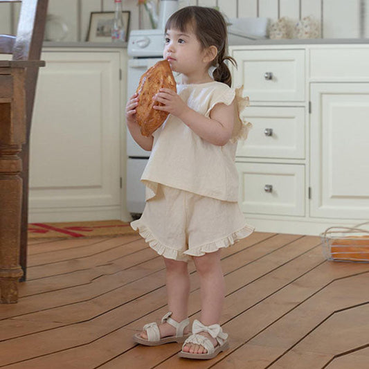 Romantic Ribbon Ruffle Set Korean infant set in black_check made in Korea