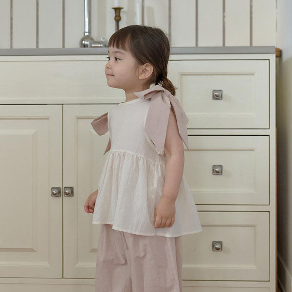 Loen Ribbon Blouse Korean infant blouse in pink made in Korea