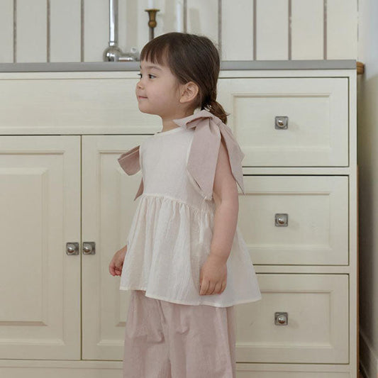 Loen Ribbon Blouse Korean infant blouse in pink made in Korea