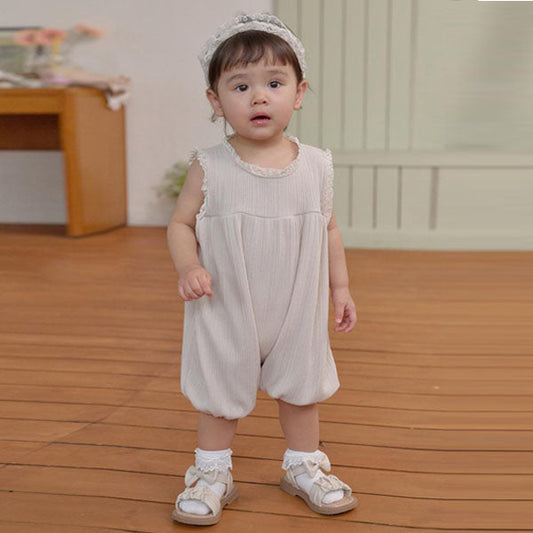 B Oliver Bodysuit Korean infant bodysuit in beige made in Korea