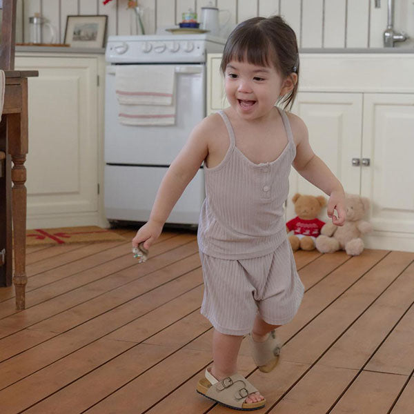 Ribbed Tank Top Set Korean infant set in beige made in Korea