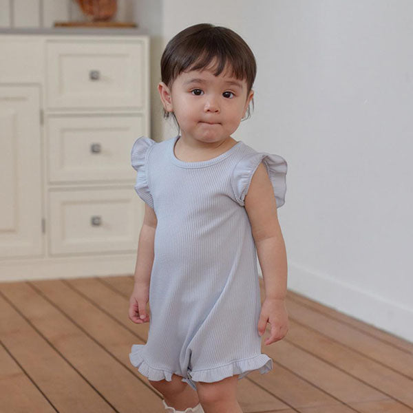 B Frills Bodysuit Korean infant bodysuit in black made in Korea