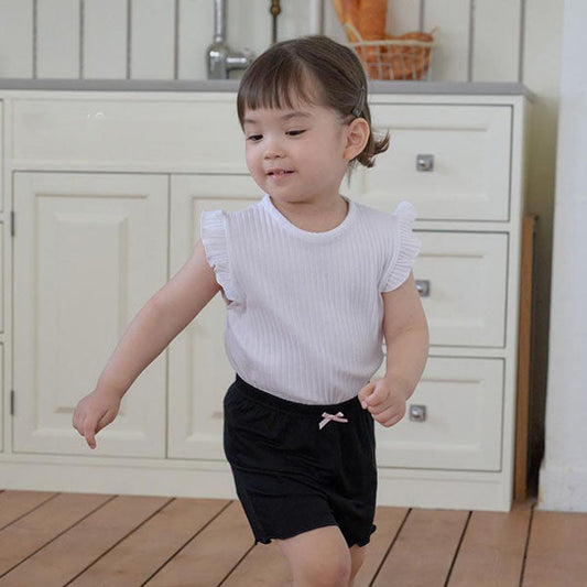 End Summer Ruffle Tee Korean infant t-shirt in black made in Korea