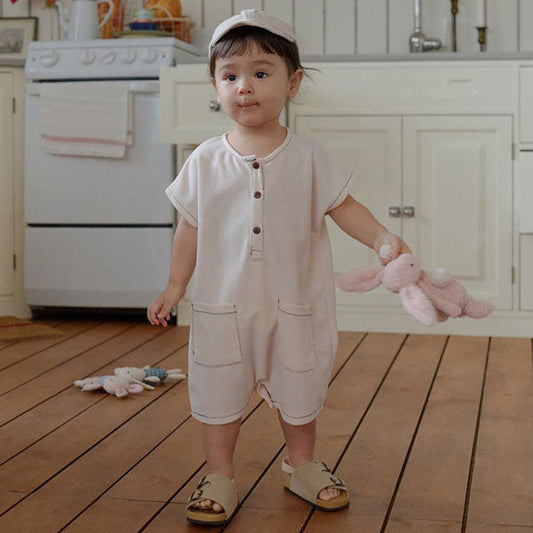 B Line Pocket Bodysuit Korean infant bodysuit in ivory made in Korea