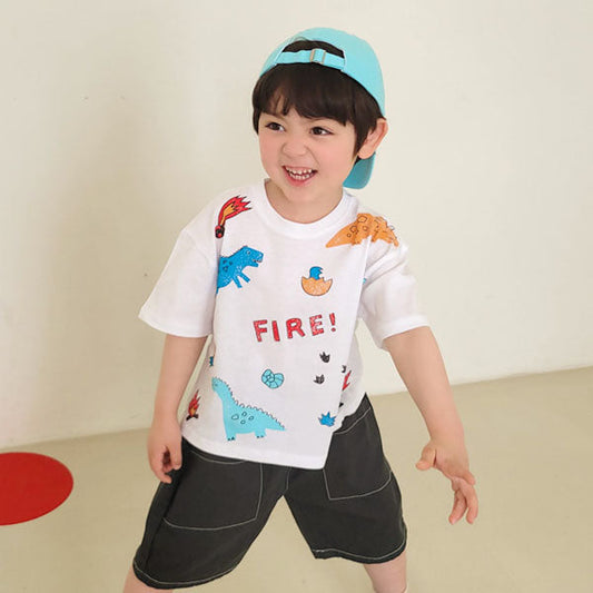 Jurassic Tee Korean toddler t-shirt in blue made in Korea