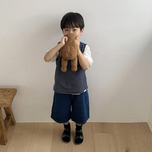 New Bermuda Denim Pants Korean toddler pants in deep blue made in Korea