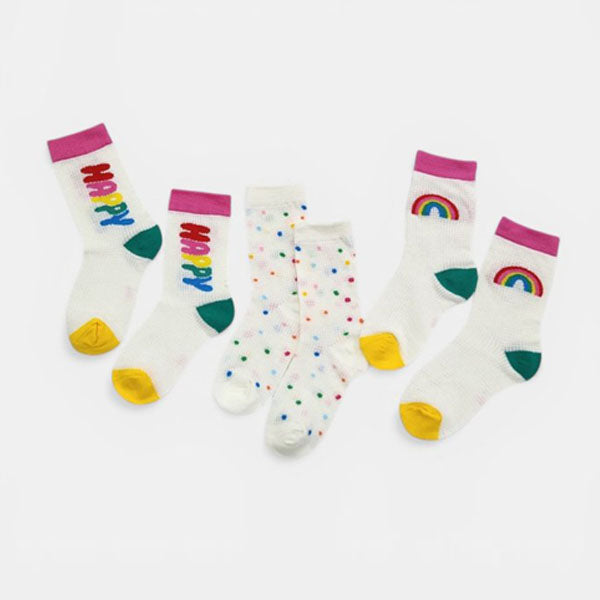 Rainbow Happy 3-Piece Set Korean toddler accessory in 3 colors set made in Korea