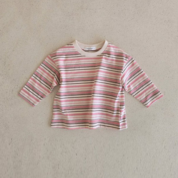Multi Stripe Tee Korean infant t-shirt in black made in Korea