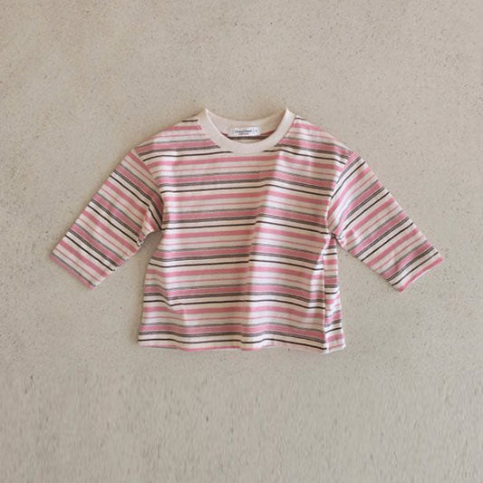 Multi Stripe Tee Korean infant t-shirt in black made in Korea