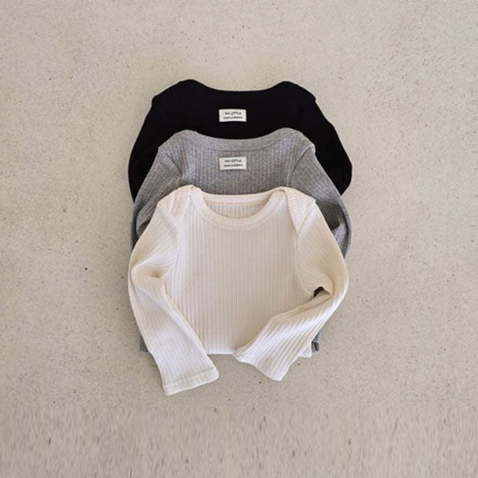 Boat Neck Binding Tee Korean infant t-shirt in ivory made in Korea