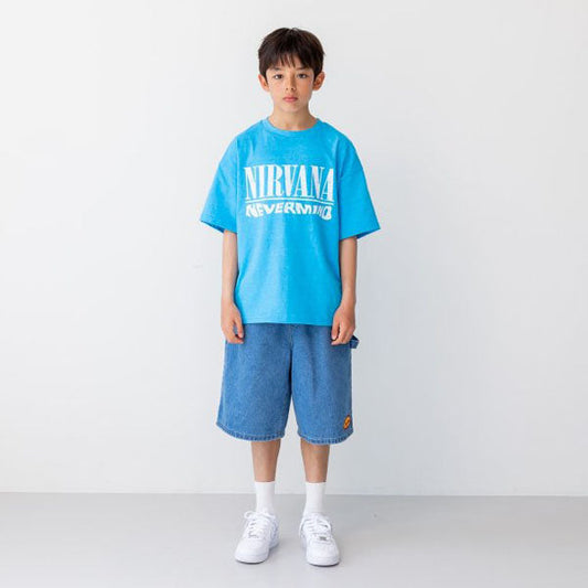 Wappen Knee-Length Pants Korean toddler pants in blue denim made in Korea