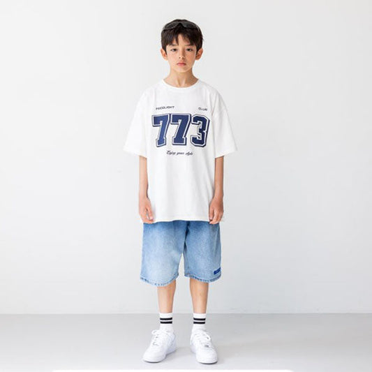 Gradient Knee-Length Pants Korean toddler pants in blue denim made in Korea