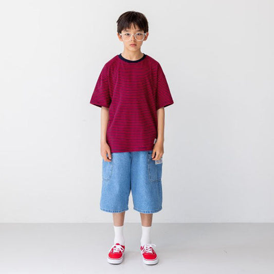 Mark Knee-Length Pants Korean toddler pants in blue denim made in Korea