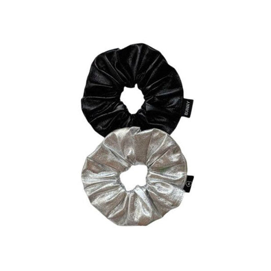Glossy Scrunchie Korean kids hair accessories in silver made in Korea