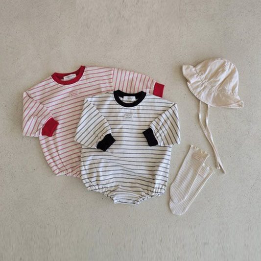 Lego Bodysuit Korean infant bodysuit in black stripe made in Korea