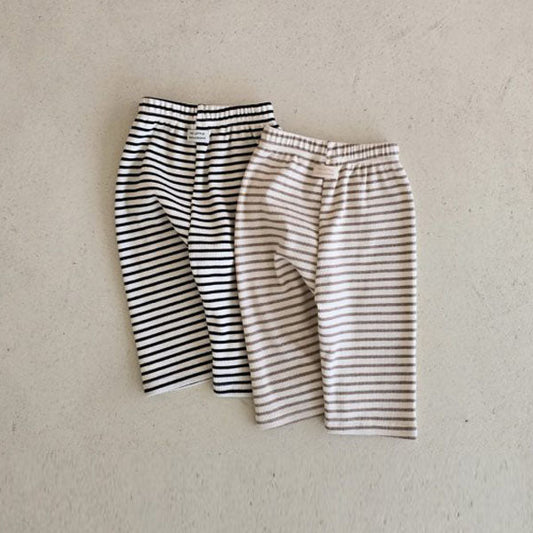 Momo Straight Pants Korean infant pants in beige stripe made in Korea