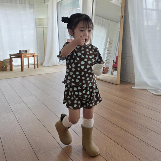 Hoots Set Korean toddler set in brown made in Korea