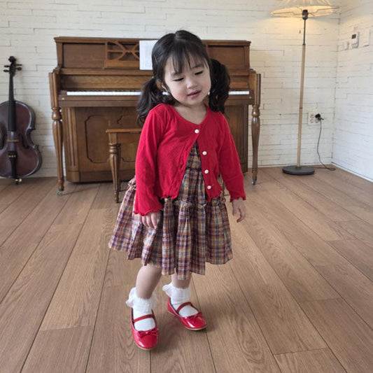 Cool Cardigan Korean toddler sweater in red made in Korea