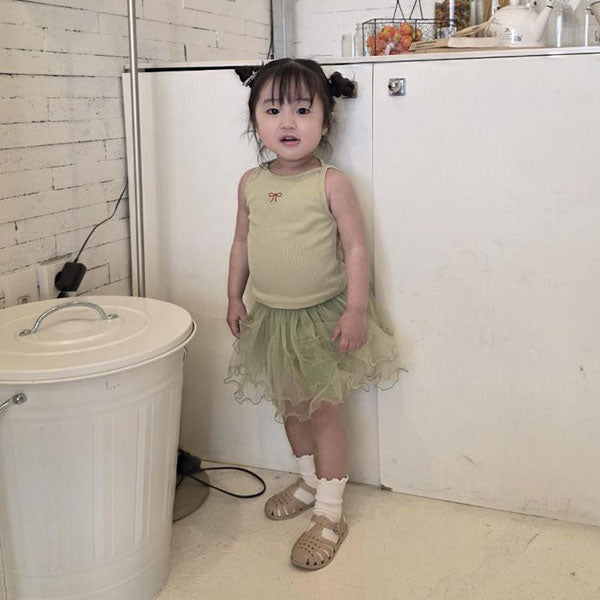 Fluffy Skirt Pants Korean toddler skirt in olive made in Korea