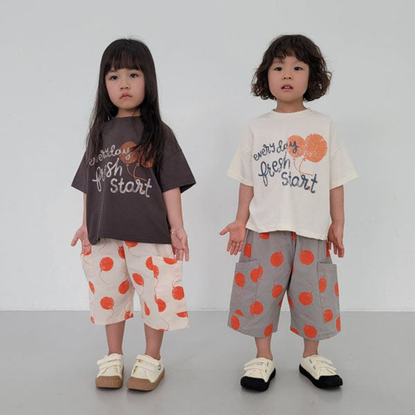 Balloon Tee Korean toddler t-shirt in cream made in Korea