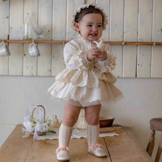 Kids) Blanc Knit Cardigan Korean toddler sweater in cream made in Korea