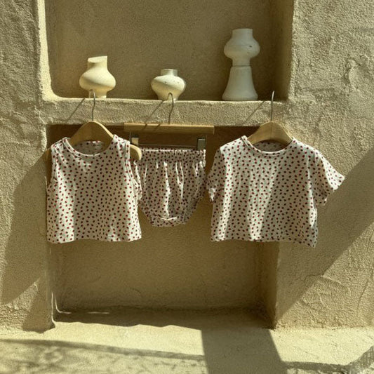 Summer Strawberry 3-Piece Set Korean infant set in strawberry made in Korea