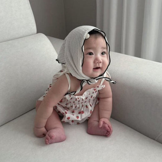 Cotton Smocked Suit - Strawberry Korean infant bodysuit in strawberry made in Korea
