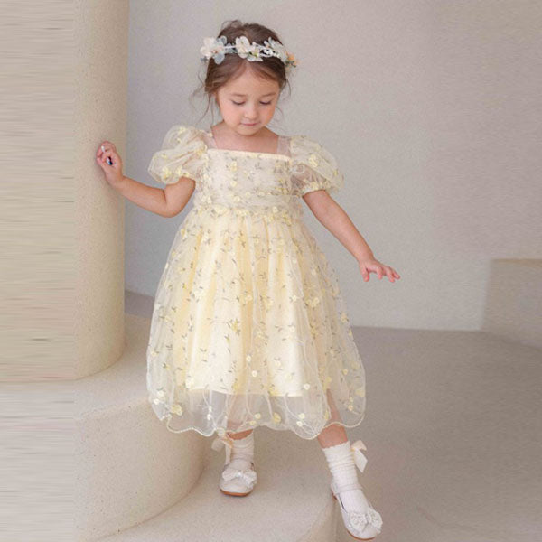 Roslyn Bloom Dress Korean toddler dress in yellow made in Korea