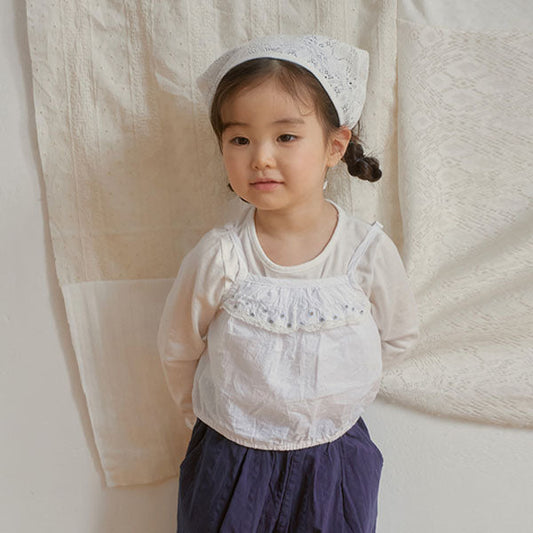 Rev Crochet Headscarf Korean kids hair accessories in cream made in Korea