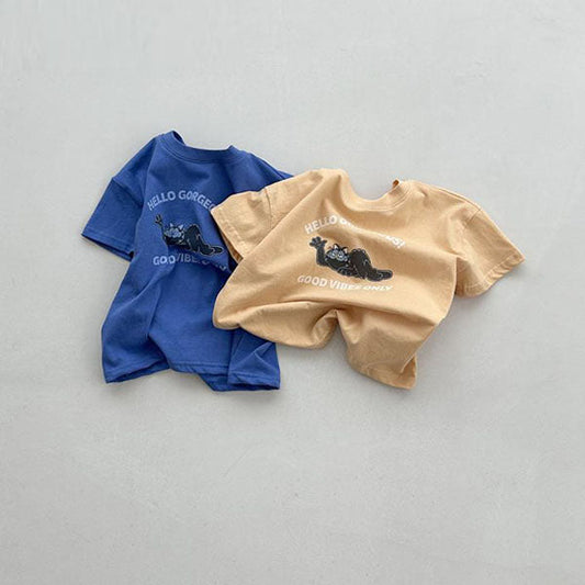 Hello Baby Tee Korean infant t-shirt in yellow made in Korea