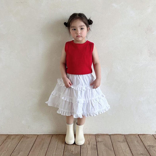 Laura Tiered Skirt Korean toddler skirt in ivory made in Korea