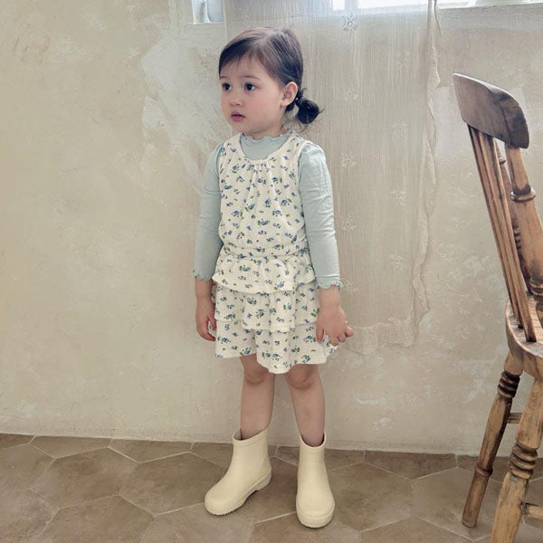 Berry Waffle Tiered Pants Korean toddler pants in ivory made in Korea