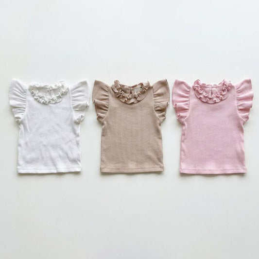 Vivian Flutter Sleeve Tee Korean toddler t-shirt in ivory made in Korea