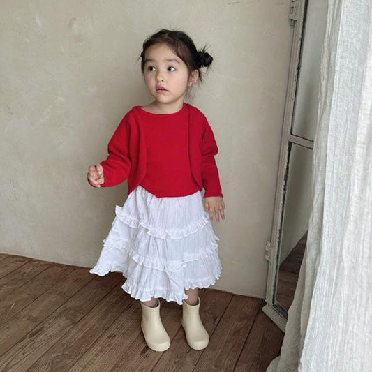 Beads Cardigan Set Korean toddler sweater in ivory made in Korea