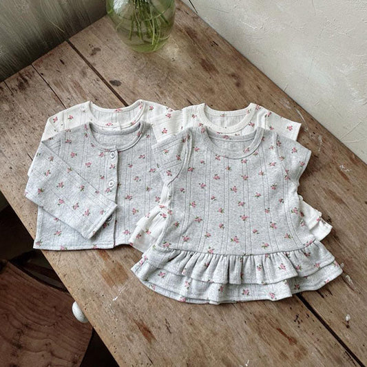 Sylvia Cardigan Set Korean toddler sweater in ivory made in Korea