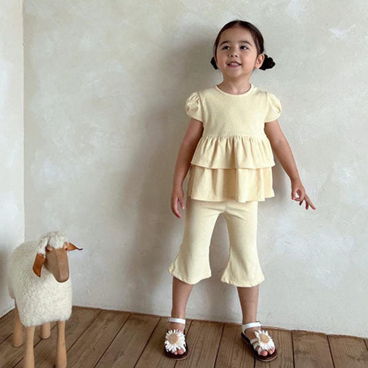 Corn Set-Up Korean toddler set in cream made in Korea